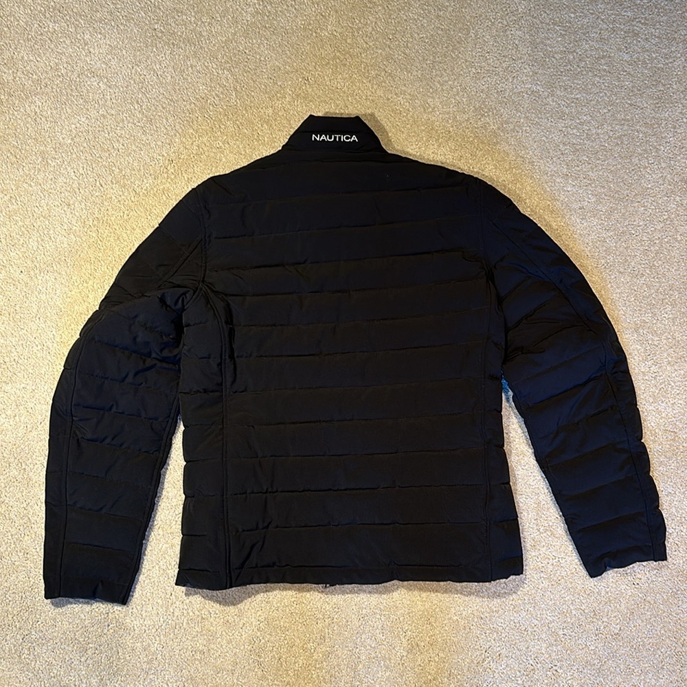 NAUTICA Men’s Reversible Quilted Puffer Jacket Black/Gray - Picture 7 of 12